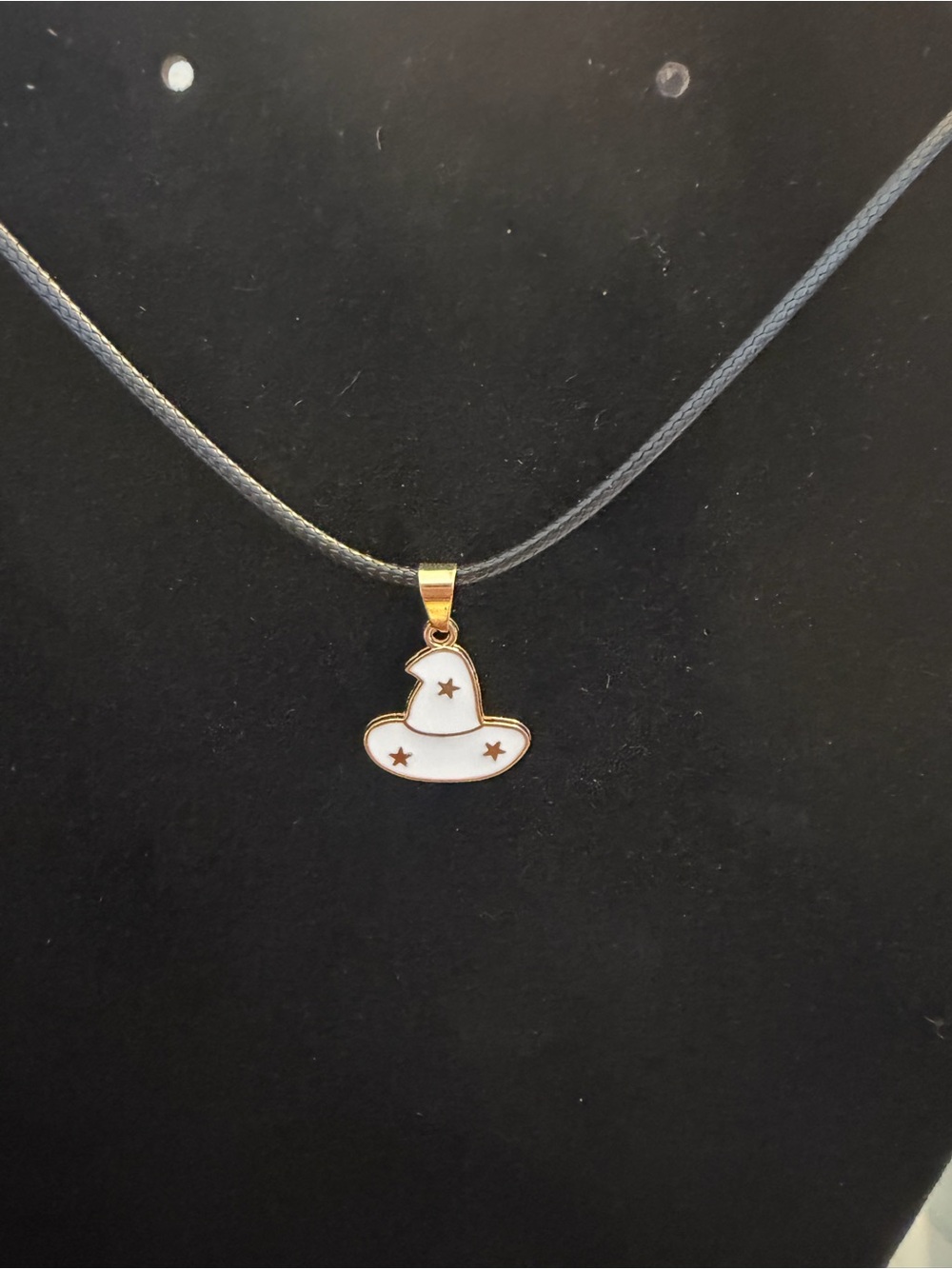 🎇New🎇Gold-Tone White Enamel Witch Hat Pendant Necklace (3/$15)